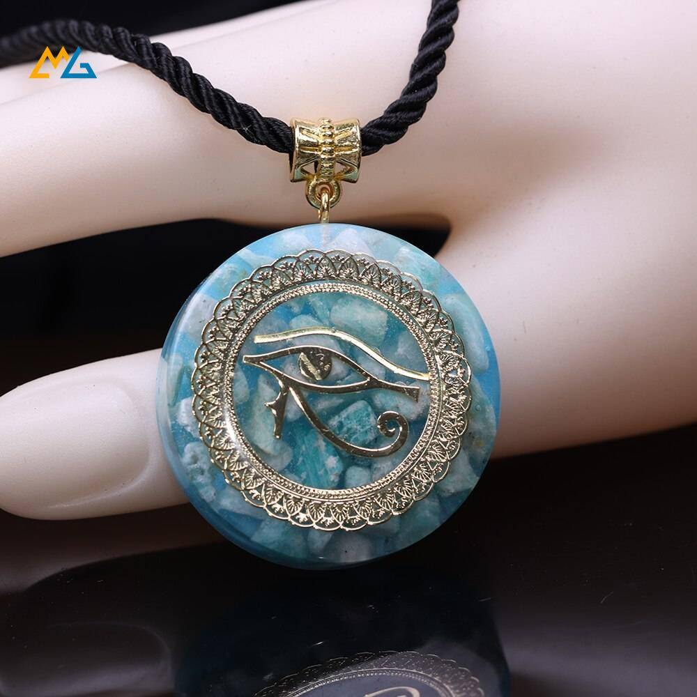 Orgonite Pendant Amazonite Stone Orgone Energy Necklace with Eye of ...